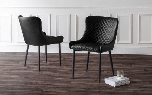 luxe black chairs roomset