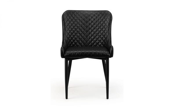 luxe black leather chair front