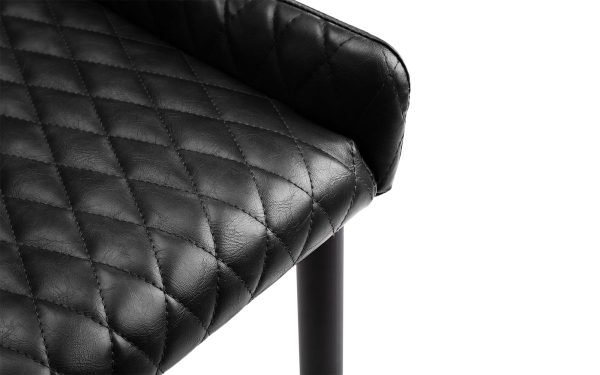 luxe black leather chair seat detail