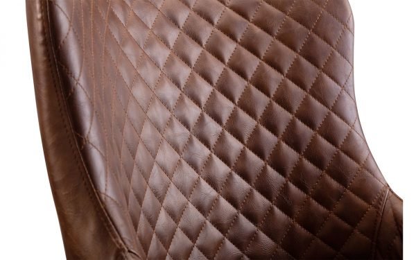 luxe brown leather chair back detail