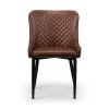 luxe brown leather chair front