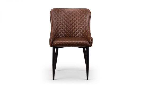 luxe brown leather chair front