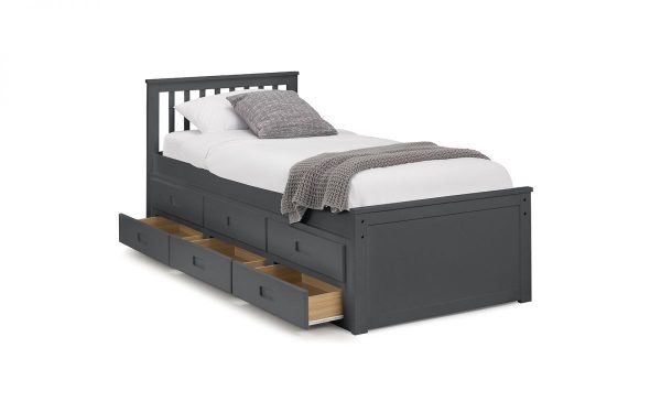 maisie bed drawers open anthracite